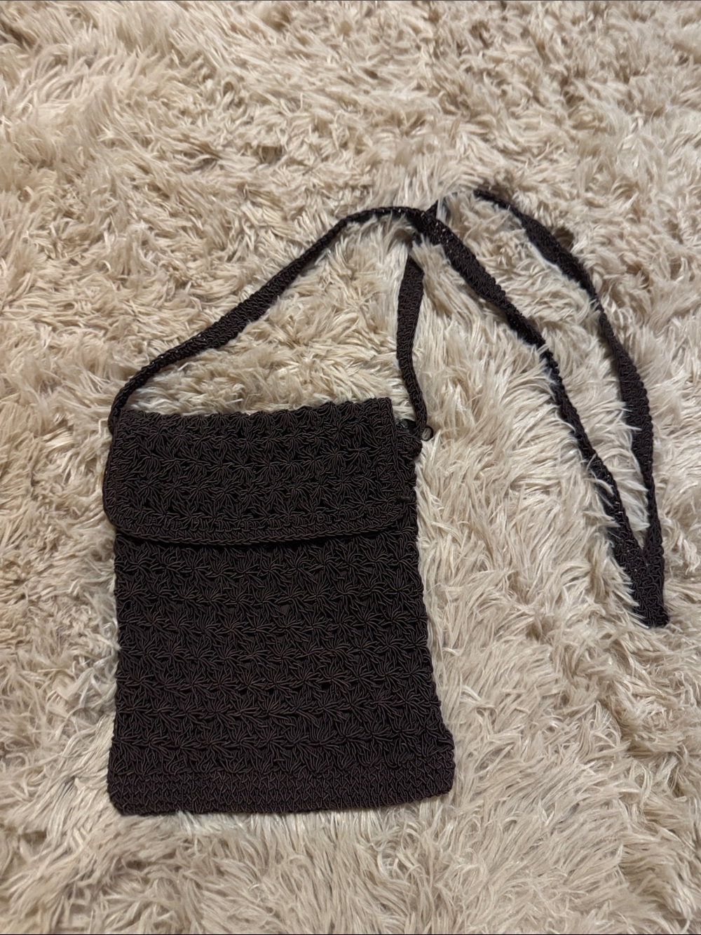 Y2K- Handmade chocolate brown Crochet Crossbody Bag - Women's Shoulder Purse
